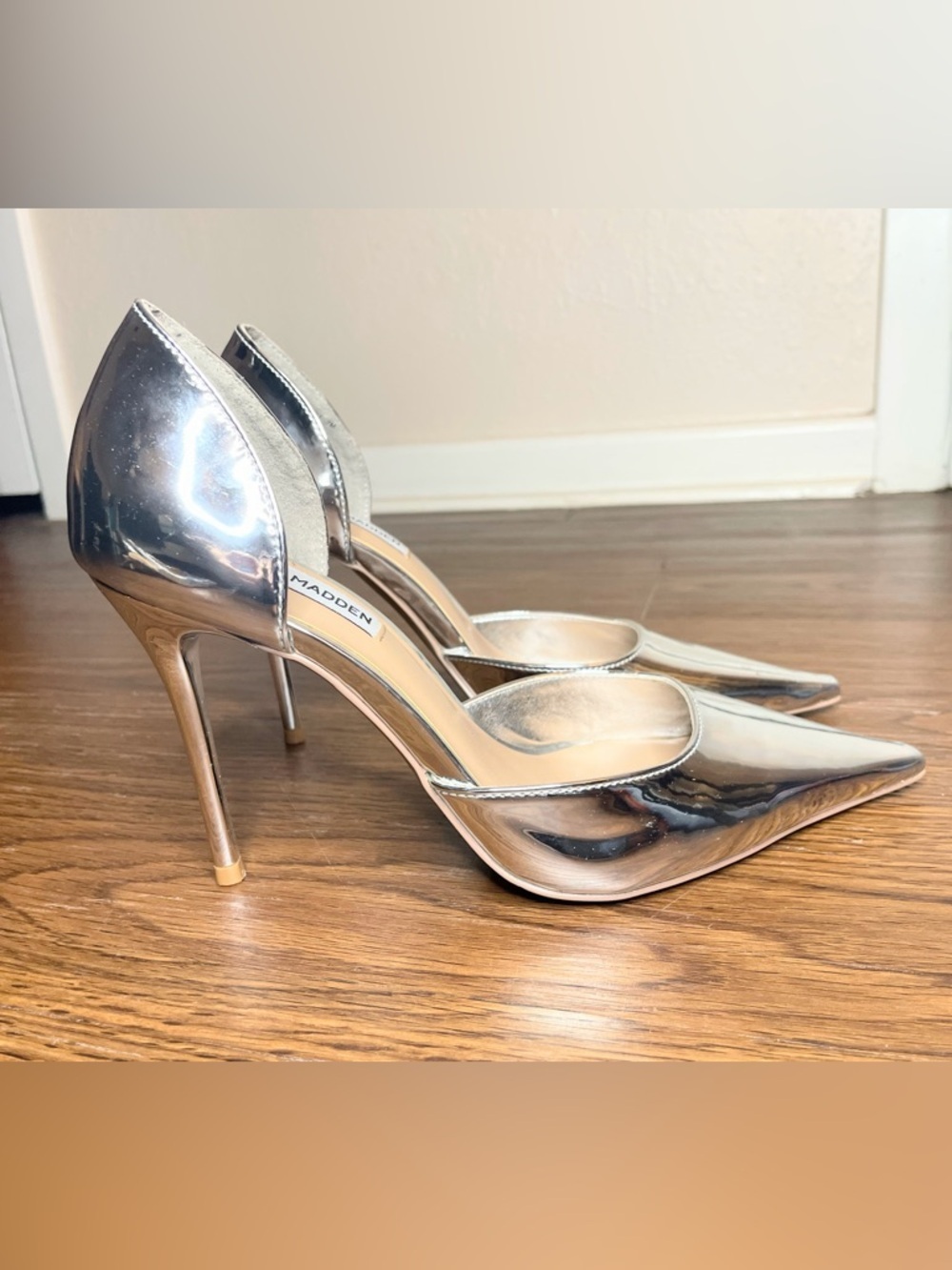 Steve Madden Devon Silver Metallic Heels Y2K Party Glam